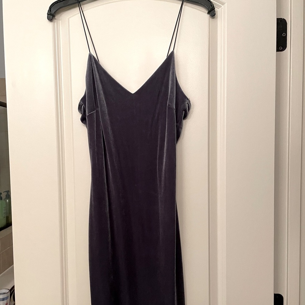 Akira Chicago Bodycon Grey Velvet Dress